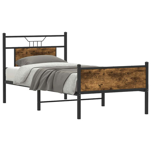 Bed Frame without Mattress Smoked Oak 90x190 cm Single Engineered Wood 4106918