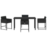 Garden Dining Set with Cushion 5 pcs Black Poly Rattan 3380009
