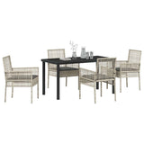 Garden Dining Set with Cushion 5 pcs Light Grey Poly Rattan 3379900