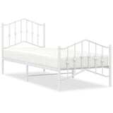 Metal Bed Frame without Mattress with Footboard White 90x200cm 373849