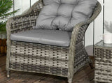 3 Pieces Rattan Bistro Set, Wicker Garden Bistro Set, Glass Top Balcony Table and Chairs with T3398P314697