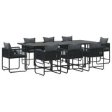 Garden Dining Set 9 pcs Black Steel 3335875