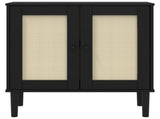 Sideboard SENJA Rattan Look Black 80x35x80 cm Solid Wood Pine 358033