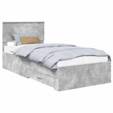 Bed Frame with Drawer Concrete Grey 90 x 190 cm Engineered Wood 3410952