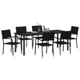 Garden Dining Set with Cushion 7 pcs Black Poly Rattan 3380041
