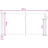 Retractable Side Awning 300 x 100 cm Polyester Rectangular Grey 42035567
