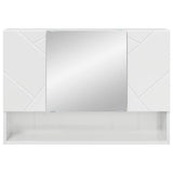 Mirror Cabinet High Gloss White 80 x 17 x 55 cm Engineered Wood 883358