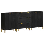 3 Piece Sideboards Black Engineered Wood 3309993