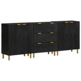 3 Piece Sideboards Black Engineered Wood 3309993