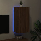 TV Wall Cabinet with LED Lights Brown Oak 40.5x35x80 cm 837266