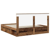 Bed Frame with Headboard Old Wood 200 x 200 cm Solid Pine Wood 3409316