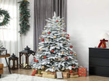 6 ft Artificial Flocked Christmas Tree with 1182 Branches, Hinged Xmas Tree with Foldable Metal T3398P424884