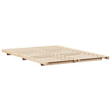 Bed Frame Brown 140 x 200 cm Solid Pine Wood 873070