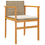 Garden Chairs with Cushions 2 pcs Beige Poly Rattan&Solid Wood 368713