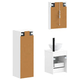 Bathroom Furniture Set 4 pcs White Engineered Wood and Glass 3407471