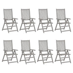 ZNTS Garden Reclining Chairs 8 pcs Grey Solid Acacia Wood 3075140