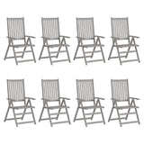 ZNTS Garden Reclining Chairs 8 pcs Grey Solid Acacia Wood 3075140