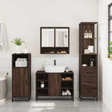 ZNTS 3 Piece Bathroom Furniture Set Brown Oak Engineered Wood 3301184