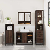 3 Piece Bathroom Furniture Set Brown Oak Engineered Wood 3301184