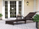 Reclining Rattan Lounger, with Extending Footrest - Brown T3398P315377