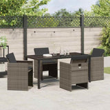 Garden Dining Set with Cushion 5 pcs Grey Poly Rattan 3379950