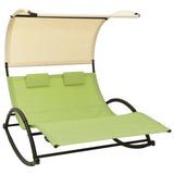 Sun Lounger Green and cream Textilene, Steel Double 310550