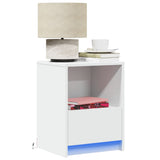 ZNTS Bedside Cabinets with LED Lights 2 pcs White Engineered Wood 852020