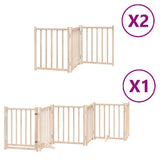 Dog Gate with Door Foldable 12 Panels 600 cm Poplar Wood 3155698
