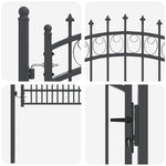 Fence Gate with Spikes Grey 170 x 100 cm Powder-coated steel 42009005