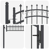Fence Gate with Spikes Grey 170 x 100 cm Powder-coated steel 42009005