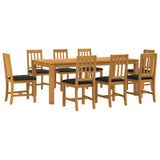 Dining Set 9 pcs Black Solid Oak Wood 3430403