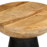 ZNTS Side Table Black Ø37x45 cm Solid Wood Mango 4017537