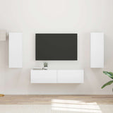 TV Cabinet Set 2 pcs High Gloss White Engineered Wood 3408974