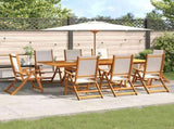 9 Piece Garden Dining Set Solid Wood Acacia and Textilene 3279293