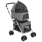2-Layers Folding Dog Stroller Grey 83x48x97 cm Oxford Fabric 172205