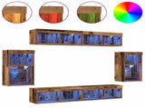TV Cabinet Set Wall-mounted 8 pcs Old wood Engineered wood 3334386