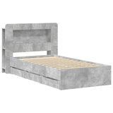 Bed Frame with Storage with Headboard Concrete Grey 80 x 200 cm 3433998