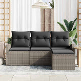 Sofa Set with Cushion with Storage 4 pcs Grey Poly Rattan 3354658