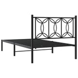 Metal Bed Frame without Mattress with Headboard Black 100x190cm 376122