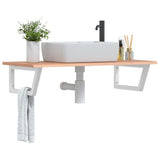 Basin Shelf Wall Mounted Steel and Solid Wood Oak 3302614