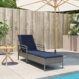 Sun Lounger Reclining Grey 63 x 200 x 81 cm Poly rattan 368305