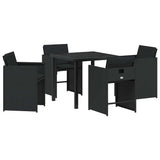 Garden Dining Set with Cushion 5 pcs Black Poly Rattan 3379976
