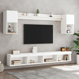 6 Piece TV Wall Units with LED White Engineered Wood 3216686