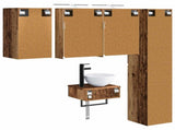 Bathroom Furniture Set 5 pcs Old Wood Engineered Wood and Glass 3407253