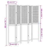 Room Divider 5 Panels Dark Brown Solid Wood Paulownia 358711