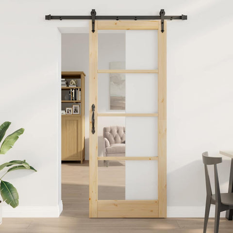 Sliding Door Manual ORKDAL Brown 83 x 211 cm Wood and metal 3332447