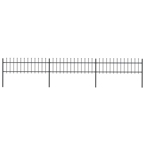 ZNTS Garden Fence with Spear Top Steel 5.1x0.6 m Black 277595