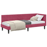 Corner Bed Frame with Headboard Wine red 80 x 200 cm Velvet 42016412