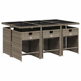 Garden Dining Set Grey PE Rattan 7 Piece Removable Covers 3211088