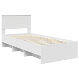 Bed Frame with Headboard White 90 x 200 cm Engineered Wood 3408886